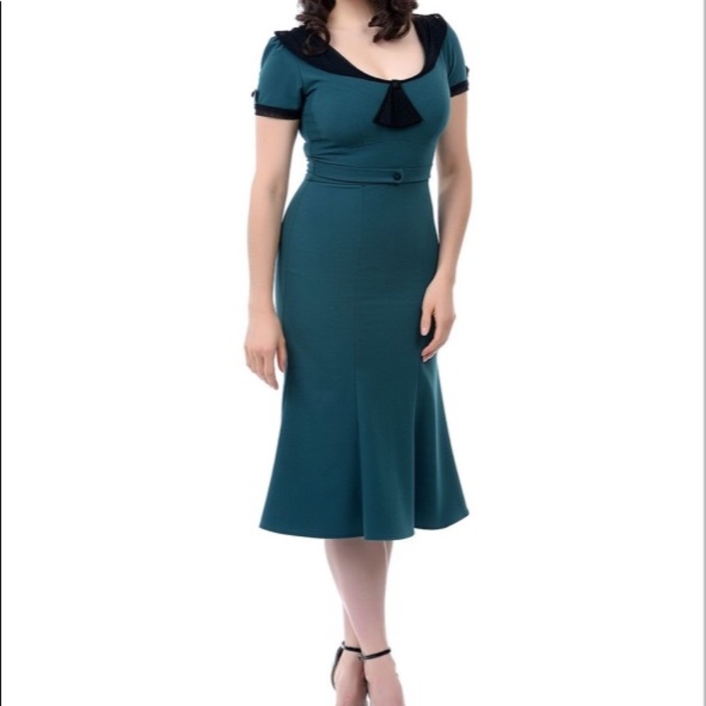 Stop Staring Green Vintage Style Midi Dress Sz S